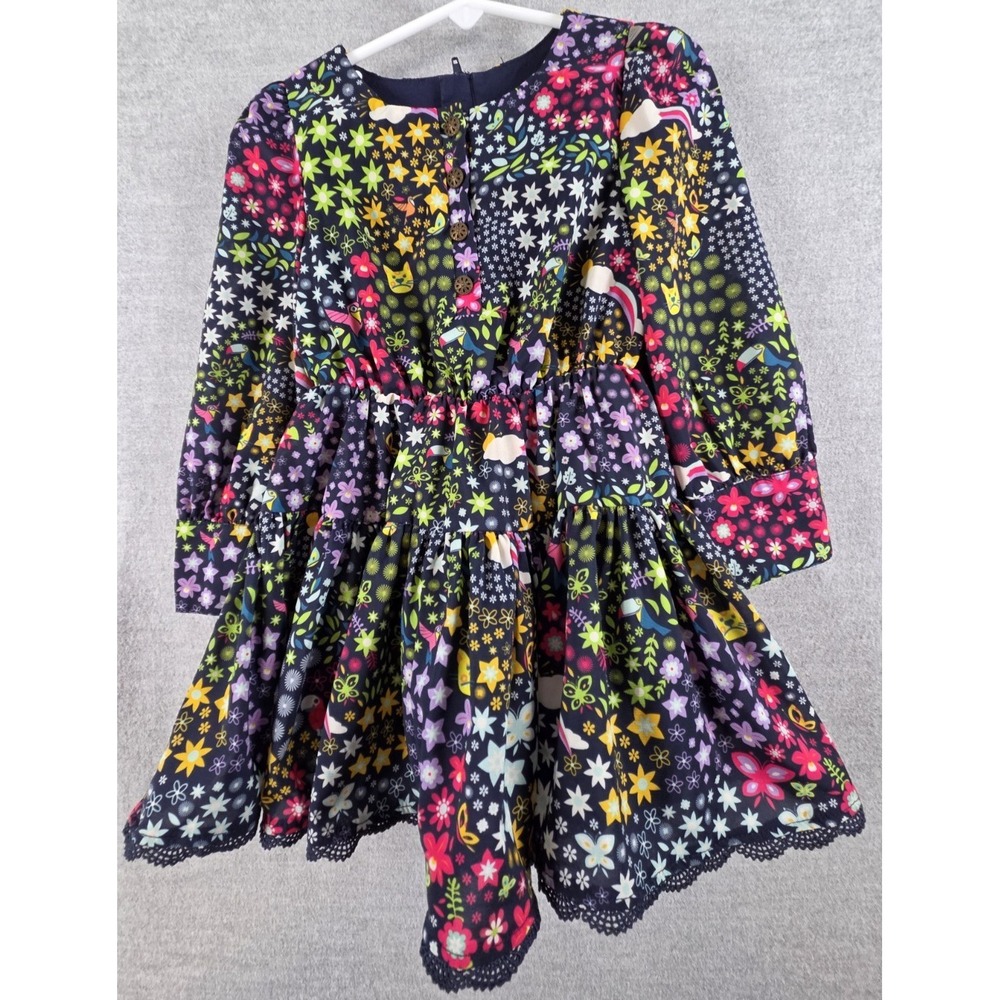 Disney Store Girls Encanto Dress 3T Navy Blue‎ Mirabel Magic Flowers Stars Lined